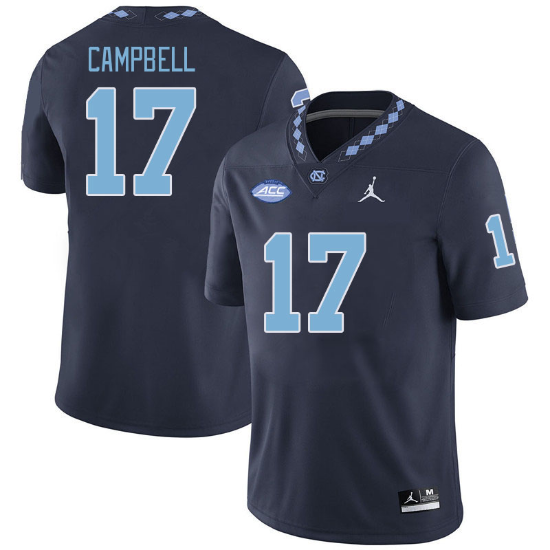 Men #17 Amare Campbell North Carolina Tar Heels College Football Jerseys Stitched-Navy